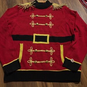 Blizzard Bay Men's Red and Gold Nutcracker  Crewneck Ugly Christmas Sweater